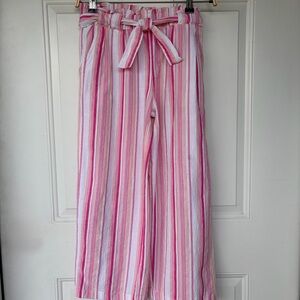•BCBGirls• Pink Striped Tie Waist Wide Leg Pants – Size 14